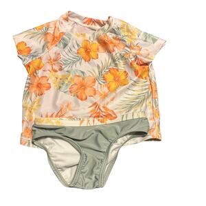 Wonder Nation Vibrant Orange and Green Rashguard Set  Tropical Size 4T